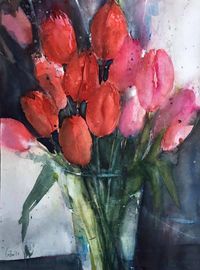 Rote Tulpen, 36x48 cm